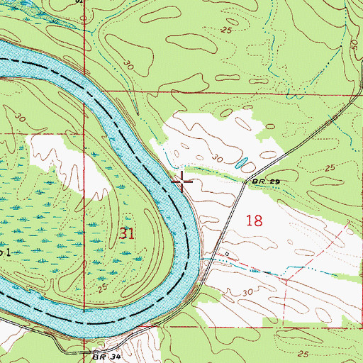 Topographic Map of Beckhams Landing (historical), AL