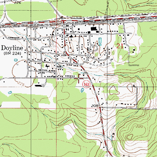 Topographic Map of Doyline Post Office, LA