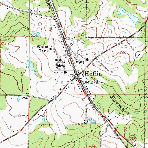 Topographic Map of Heflin Post Office, LA