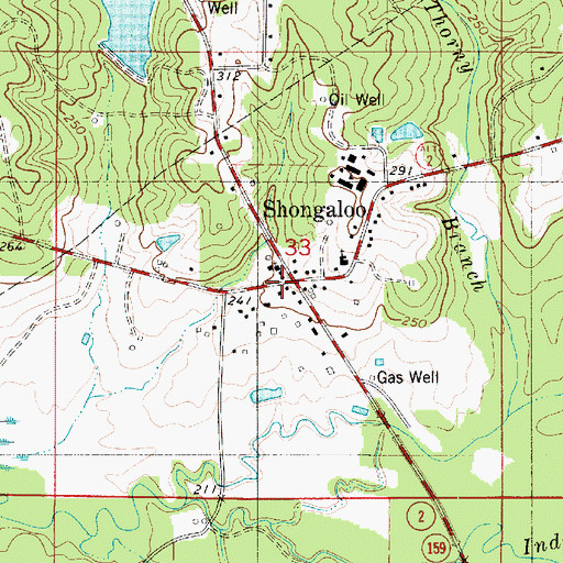 Topographic Map of Shongaloo Post Office, LA