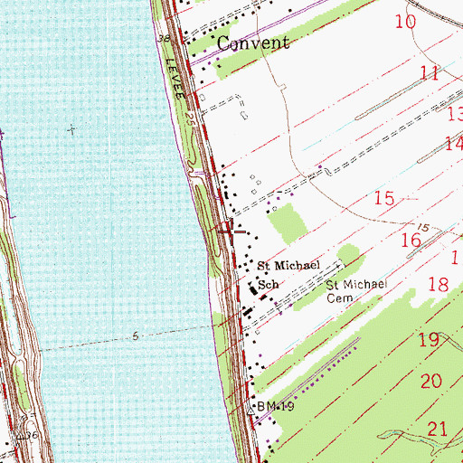 Topographic Map of Convent Post Office, LA