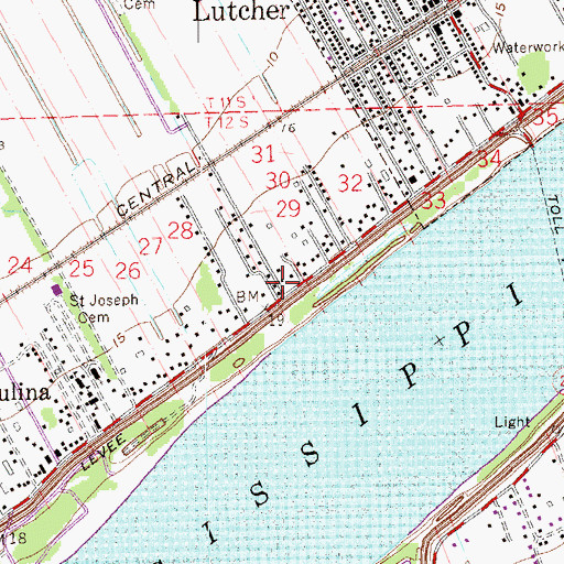 Topographic Map of Paulina Post Office, LA