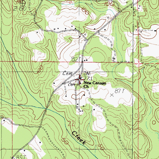 Topographic Map of New Canaan Church, AL