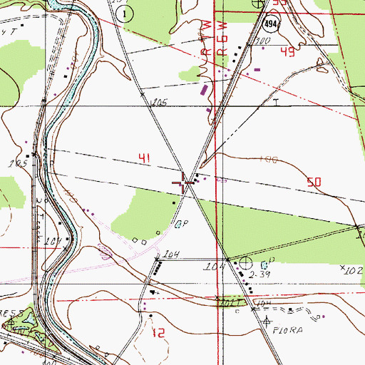 Topographic Map of Cypress Post Office, LA