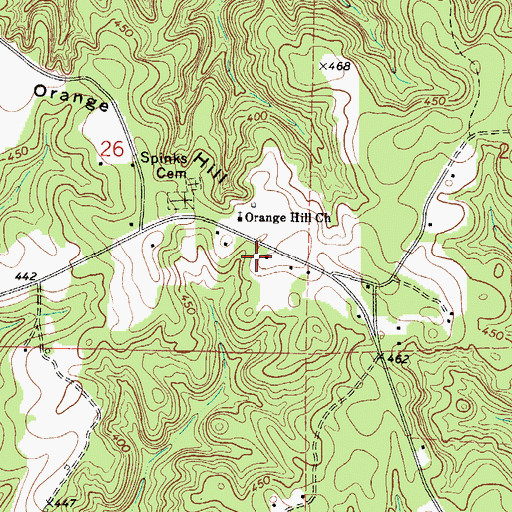 Topographic Map of Orange Hill School, AL