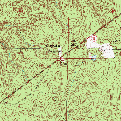 Topographic Map of Rockbar Church, AL