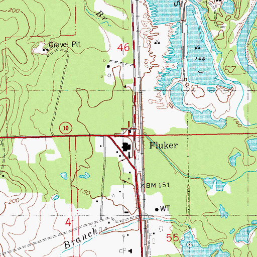 Topographic Map of Fluker Post Office, LA