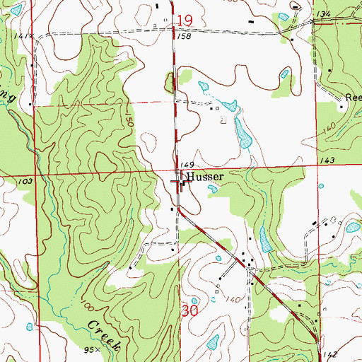 Topographic Map of Husser Post Office, LA