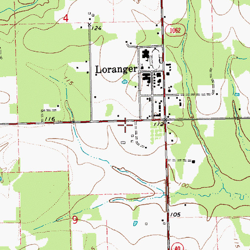 Topographic Map of Loranger Post Office, LA