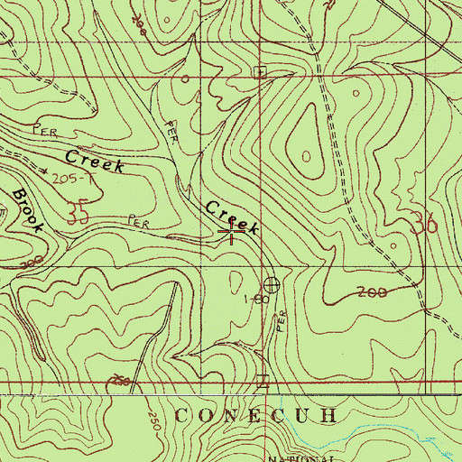 Topographic Map of Big Brook, AL