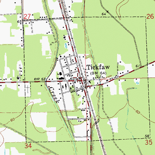 Topographic Map of Tickfaw Post Office, LA
