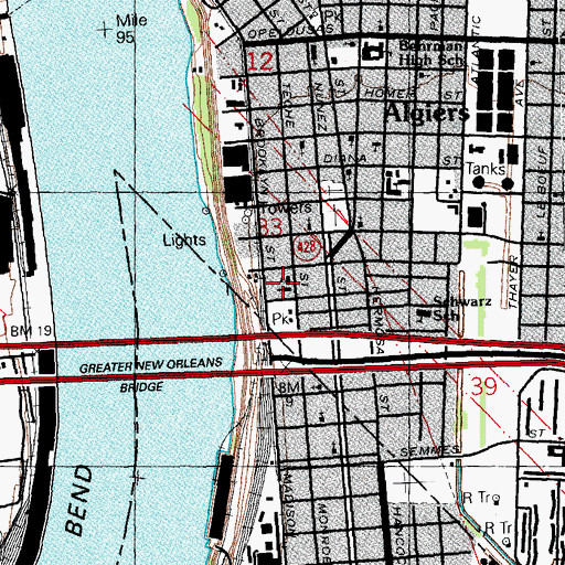 Topographic Map of All Saints Catholic Church, LA