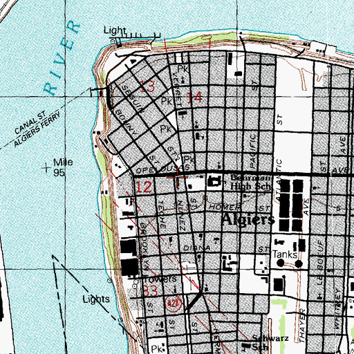Topographic Map of First Baptist Church, LA
