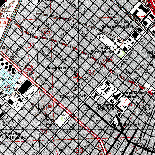 Topographic Map of Incarnate Word Catholic Church, LA
