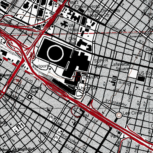 Topographic Map of New Orleans Post Office, LA