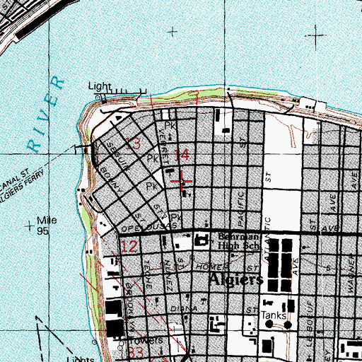 Topographic Map of Trinity Lutheran Church, LA