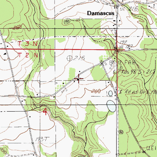 Topographic Map of Damascus Church, AL