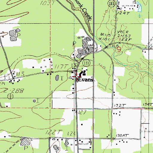 Topographic Map of Evans Post Office, LA