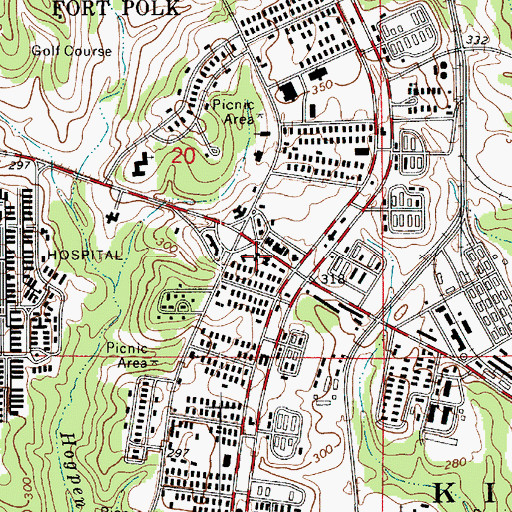 Topographic Map of Fort Polk Post Office, LA