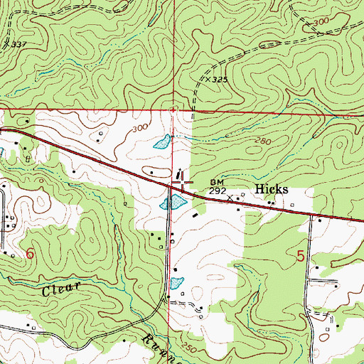 Topographic Map of Hicks Post Office, LA