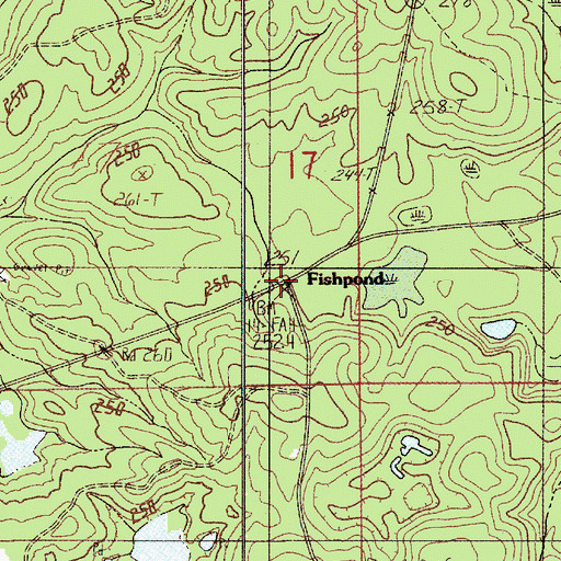 Topographic Map of Fishpond, AL