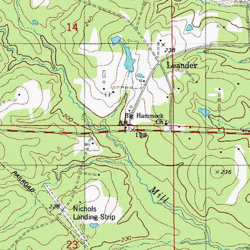 Topographic Map of Leander Post Office, LA