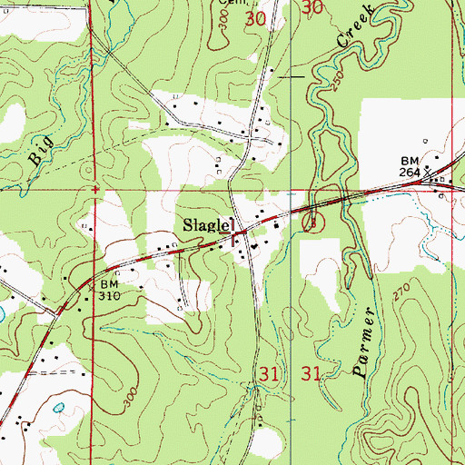 Topographic Map of Slagle Post Office, LA