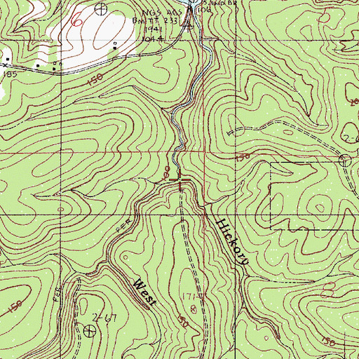 Topographic Map of Hickory Head Branch, AL