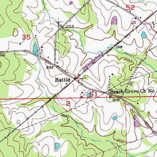 Topographic Map of Battle Post Office (historical), LA
