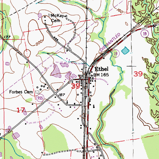 Topographic Map of Ethel Post Office, LA