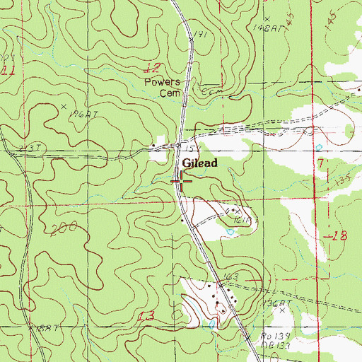Topographic Map of Gilead Post Office (historical), LA
