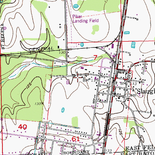 Topographic Map of Slaughter Post Office, LA