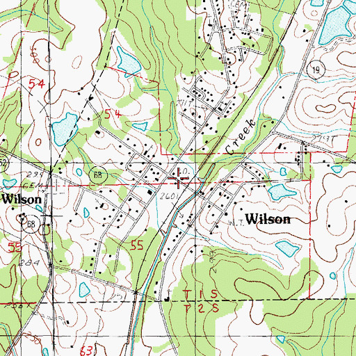 Topographic Map of Wilson Post Office, LA