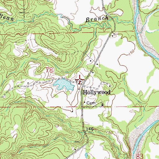 Topographic Map of Hollywood Post Office (historical), LA