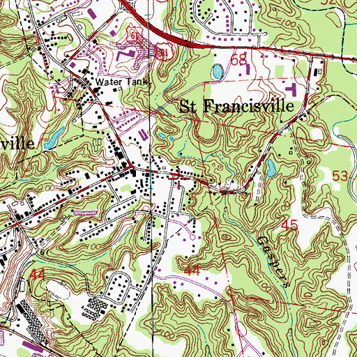 Topographic Map of Saint Francisville Post Office, LA