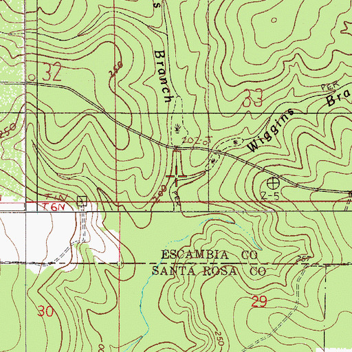 Topographic Map of Wiggins Branch, AL