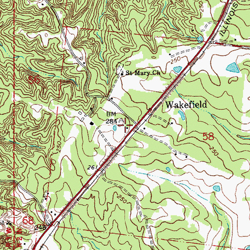 Topographic Map of Wakefield Post Office, LA