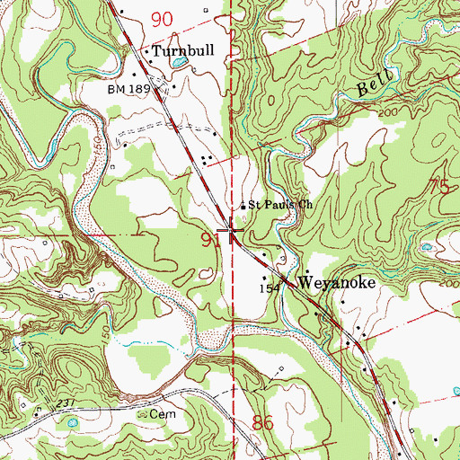 Topographic Map of Weyanoke Post Office (historical), LA