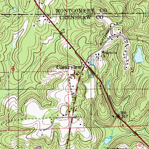 Topographic Map of Clearview, AL