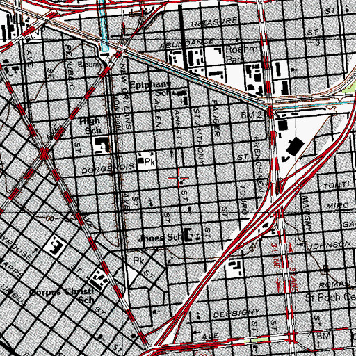 Topographic Map of Divine Providence Baptist Church, LA