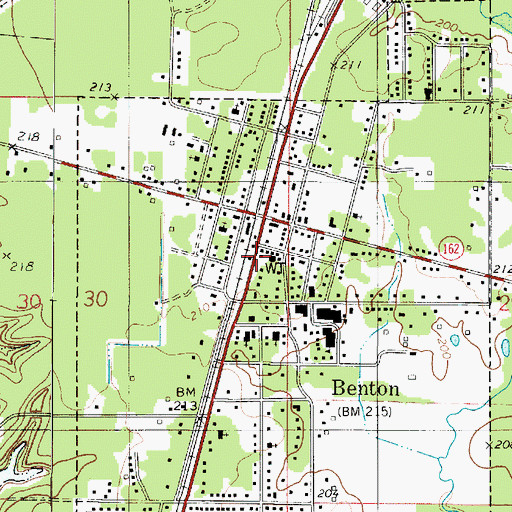 Topographic Map of Benton Post Office, LA