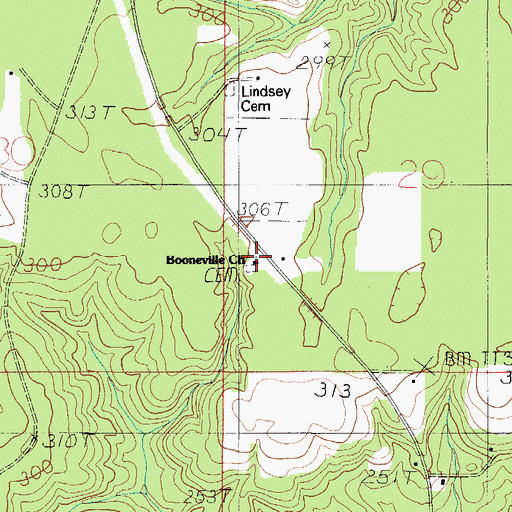 Topographic Map of Booneville Baptist Church, AL