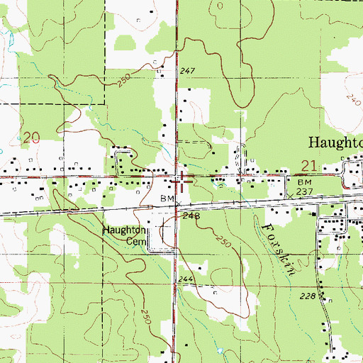 Topographic Map of Haughton Post Office, LA