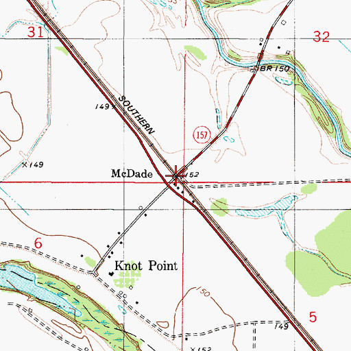 Topographic Map of McDade Post Office (historical), LA
