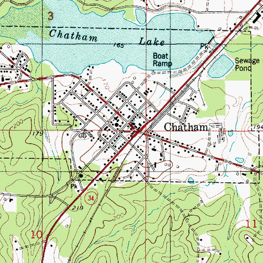 Topographic Map of Chatham Post Office, LA