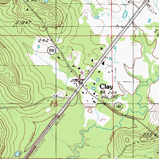 Topographic Map of Clay Post Office (historical), LA