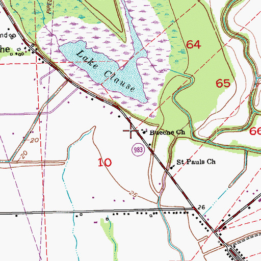 Topographic Map of Bueche Post Office, LA