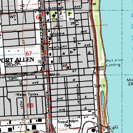 Topographic Map of Port Allen Post Office, LA