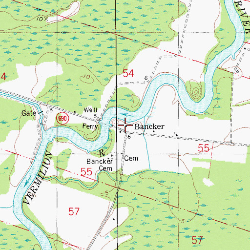 Topographic Map of Bancker Post Office (historical), LA
