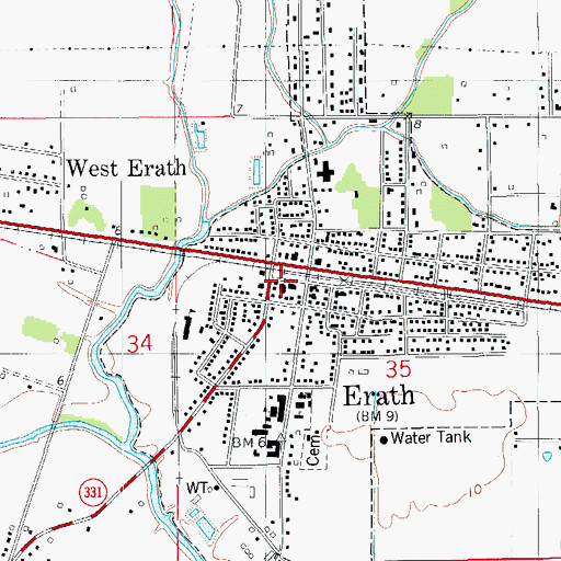 Topographic Map of Erath Post Office, LA